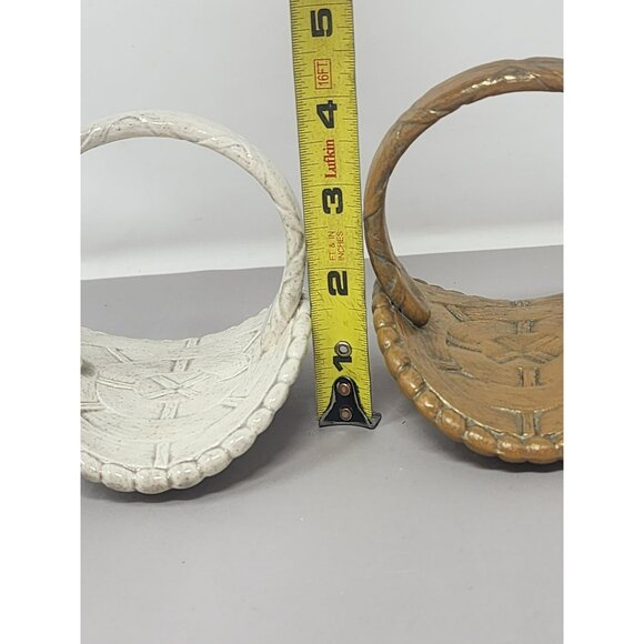Set Of Two Vintag Handcrafted Ceramic Decorative Baskets With Handles - Picture 12 of 12